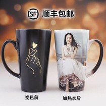  Custom couple heart-shaped ceramic mug heated water color cup with spoon cover to map can print photos personality tide
