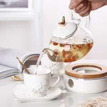ins Nordic afternoon tea Ceramic glass flower tea set Japanese candle heating warm tea stove Black tea herbal tea