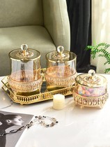European crystal glass candy cans ashtray fruit plate American creative model room living room coffee table soft decorations