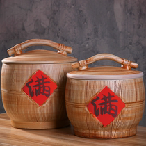 Jingdezhen ceramic rice jar rice barrel household noodle jar with cover 20kg 30kg 50kg moisture-proof insect sealed rice storage box