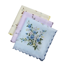 Yan Su Xing cotton Womens handkerchief printing hand towel fashion refreshing wind old-fashioned small crescent flower fresh travel