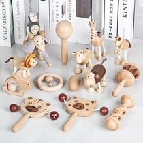 Baby supplies gift practical newborn high-end baby hand bell soothing toy wooden rattle