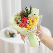 Eternal Flower Rose Bouquet Dried Flower Mini Cotton Wedding Hand Remembrance Day Push Decorative Desktop Shooting
