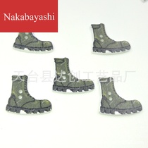 Cute color printing Martin boots wooden button boots sewing jewelry buckle DIY handmade accessories 50 a pack