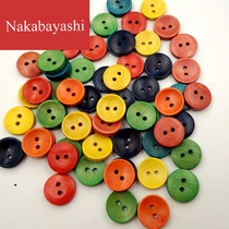 15mm bowl-shaped wooden buttons Macaron color two-eye buttons 100 a pack