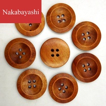 25mm four-eye wooden button hand sewing accessories button shirt shoes windbreaker decoration buckle 50 a bag
