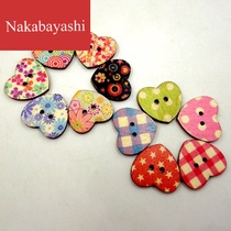 DIY multi-color mixed peach heart buttons painted heart wood buttons decorative buckles 100 a pack
