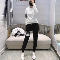 tb waffle spring sportswear casual suit womens loose couples fried street knit Tide brand sweater two-piece set