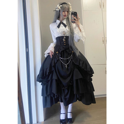 taobao agent Dark Gobot Wind Shirt Bloge Lolita suit Lolita Elegant Blood Heavy Industry LO skirt daily
