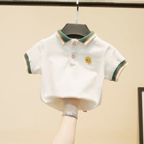 Childrens T-shirt boys short sleeve polo shirt small children White T-shirt cotton lapel head male and female children summer dress thin