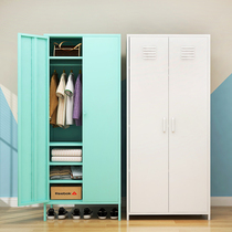 Iron childrens wardrobe iron art Nordic rental room for girls children home two-door bedroom small wardrobe storage cabinet
