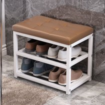 Household door rest shoe rack Simple multi-layer storage shoe cabinet can sit Wrought iron soft bag multi-function shoe stool