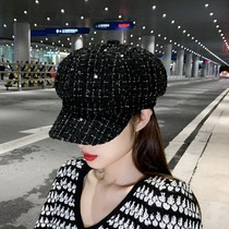 Octagonal hat female Korean version of tide Joker cap spring and autumn beret retro British Net red sequin fashion hat