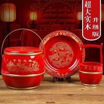 Solid Wood Chinese cornucopia water bucket New House wedding wedding Red Book small toilet dowry dowry three sets