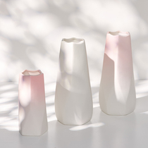 White gradient pink ceramic dried flower vase water home decoration Nordic modern minimalist living room flower arrangement
