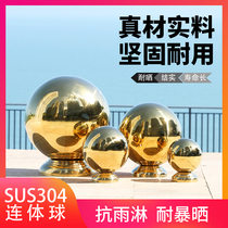 Titanium gold stainless steel ball hollow ball door decoration ball staircase exterior wall ball with round base 304 can be customized