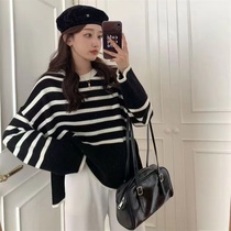 Pregnancy Woman Dress 2022 Autumn Winter New Fashion Set Head Sweater Striped Medium Long blouses clothing Outside Wearing Loose