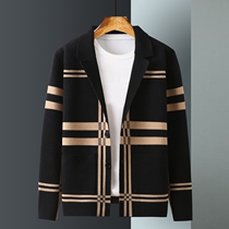 European station knitted cardigan coat mens 2021 Spring and Autumn new color lapel loose casual Joker business sweater