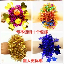 The opening ceremony of the flower on the hand the hand bell hand the wreath the child the child the child the flower.