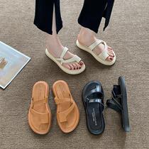 Thick bottom cover toe half slippers women Summer outwear sandals 2022 New Korean version fairy wind flat Roman beach shoes