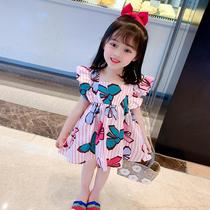 Chen Da pig L mother customized 2020 summer girls thin dress childrens Korean western style sleeveless skirt stripes
