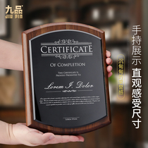  Medal customization Custom solid wood honor plaque authorization card production wooden bracket Wooden gold leaf certificate creative high-end