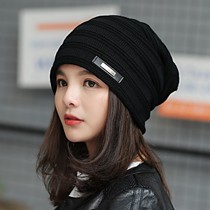 Hat Womens autumn and winter Baotou hat Korean version of tide cap pile hat casual knitted head towel hat nightcap Moon hat Moon hat