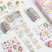 Hand account ancient style stickers Cartoon decorative characters Color printing transparent waterproof PET ancient style stickers Girl tape