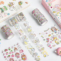 Hand account ancient style stickers Cartoon decorative characters Color printing transparent waterproof PET ancient style stickers Girl tape