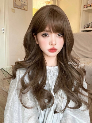 taobao agent A bite of meow net red wig female long curly hair JK daily natural realistic face lolita full set wig