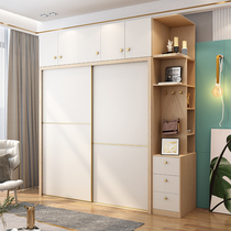 Nordic style wardrobe sliding door home bedroom small apartment moving door wardrobe modern simple light luxury push and pull cabinet