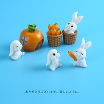 Cute little white rabbit mini simulation animal miniature model house toy cartoon rabbit doll pendulum
