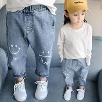 Childrens jeans male and female child spring autumn 2021 new baby pants Han version loose casual pants in children long pants