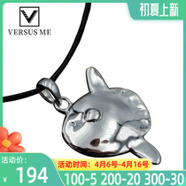 No Mood Deep Blue × Blue Cell Original Design Capsized Fish Molamola Sunfish Necklace × Earnail
