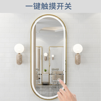  Barber shop mirror Hair salon special wall-mounted hair mirror table single-sided integrated floor mirror with lamp hair salon mirror