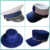 Full-time fireman standby hat training hat sunshade sunscreen flame blue Benny hat round hat summer clothing big Eaves hat