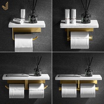 Light luxury marble bathroom toilet toilet paper rack Roll paper rack Mobile phone free hole paper towel rack Storage rack Wall-mounted