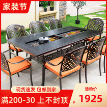 Outdoor cast aluminum barbecue table and chair outdoor Villa courtyard home electric baking dual-purpose iron villa outside carbon baking table and chair