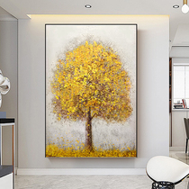 Golden full of wealth tree porch painting vertical version of modern simple corridor at the end of the light luxury painting high-end luxury