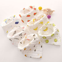 Baby saliva towel Cotton eight-layer gauze Newborn baby triangle towel Female boy bib thickened double snap super soft
