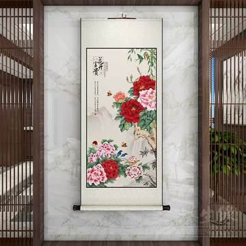 牡丹花卷轴挂画-牡丹花卷轴挂画促销价格、牡丹花卷轴挂画品牌- 淘宝