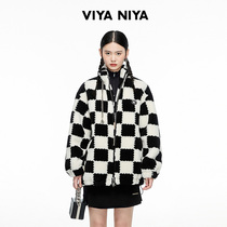 Chess plate collar sheep cut wool jacket womens winter New detachable chain loose full wool top