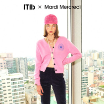 ITIB × MARDI Park harmony designer joint section Winter new floral printed V collar knit cardiys women