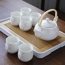 Hand-painted gold Jingdezhen Tiliang ceramic tea set set home Modern simple living room teapot tea cup delivery tray