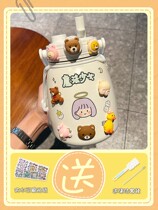 Net Red big belly thermos cup female ins Harajuku wind cute double drinking straw cup large capacity portable student water Cup