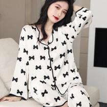 Pajamas women Net Red new spring and autumn summer long sleeve Ice Silk thin set fairy sexy ins home clothes
