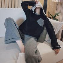 Can be worn outside cotton pajamas women Autumn 2020 winter New simple Korean loose slim home clothes two-piece set