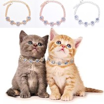 New Electric Commercial Cat Dog Chain Pet Supplies Five Zircon Stones Full Drill Necklace Adjustable Cat Dog Ornament Item Ring