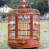  Big eyebrow large cage Bird cage Bamboo carving carving carving dragon thrush boutique old bamboo starling Wren thrush