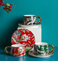 Ceramic Cup Dish Spoon Suit Coffee Cup Classical Noble Woman Flowers Tea Cup Gift Box Gift Bag Customizable LOGO Advertising